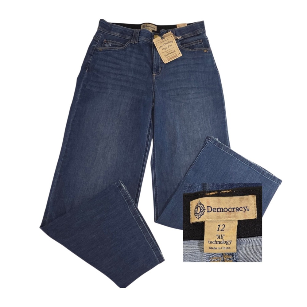 Democracy High Rise Booty Lift Wide Leg Jeans 12 Mold & Hold Ab‎ Technology BLUA